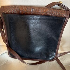 Brown and Black Leather Crossbody Bag